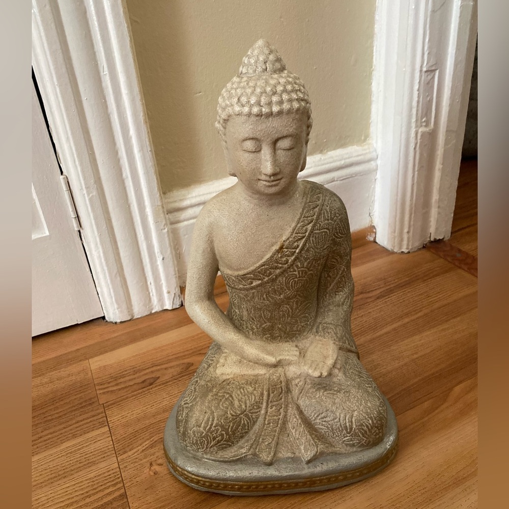 LARGE CREAM BUDDHA STATUE HOME DECOR zen